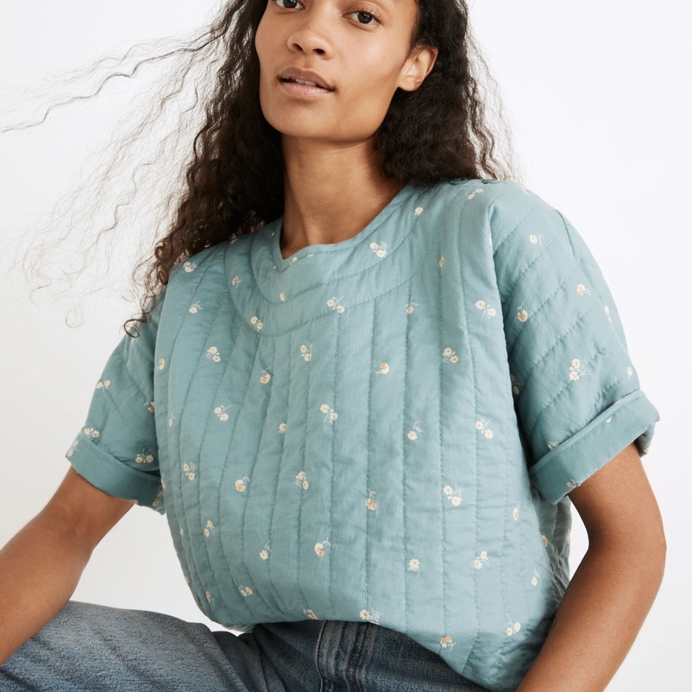 Madewell Green Boxy Cuffed Sleeve T-Shirt